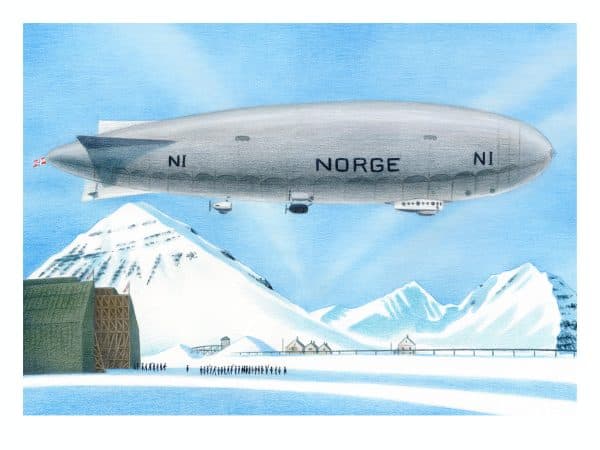 Bjørn Ousland print - The airship Norge takes off from Kings Bay, Svalbard