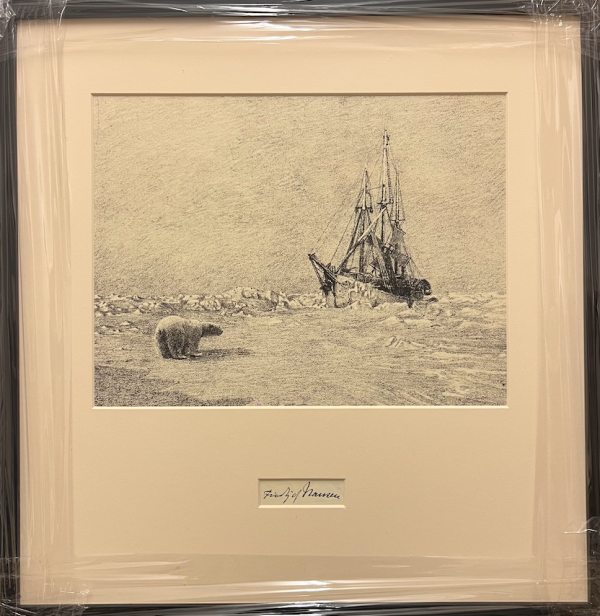 Polar Bear Visiting the Fram - High Quality Framed Print - The Art Of Fridtjof Nansen